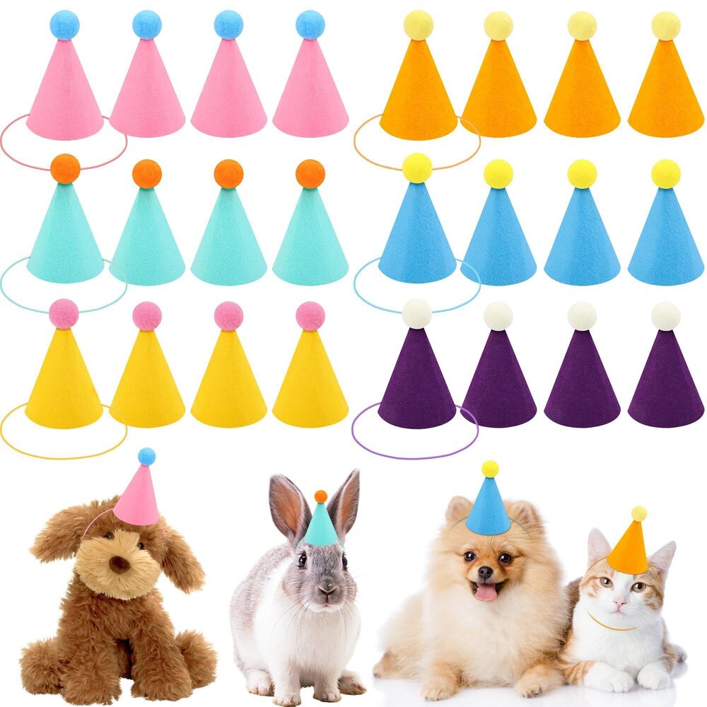 9568 24P Mini Party Hat for Stuffed Animal Birthday Hats for Small Medium